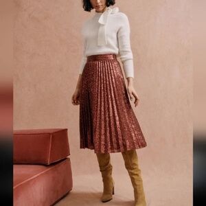 Sezane Dino Skirt in Shimmering Bronze - Size 38